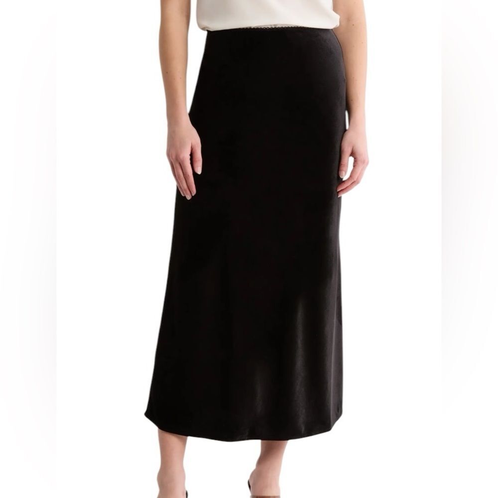 Black Velvet Midi Maxi Skirt Side Slit Pull On Whimsigoth Quite‎ Luxury Holidays